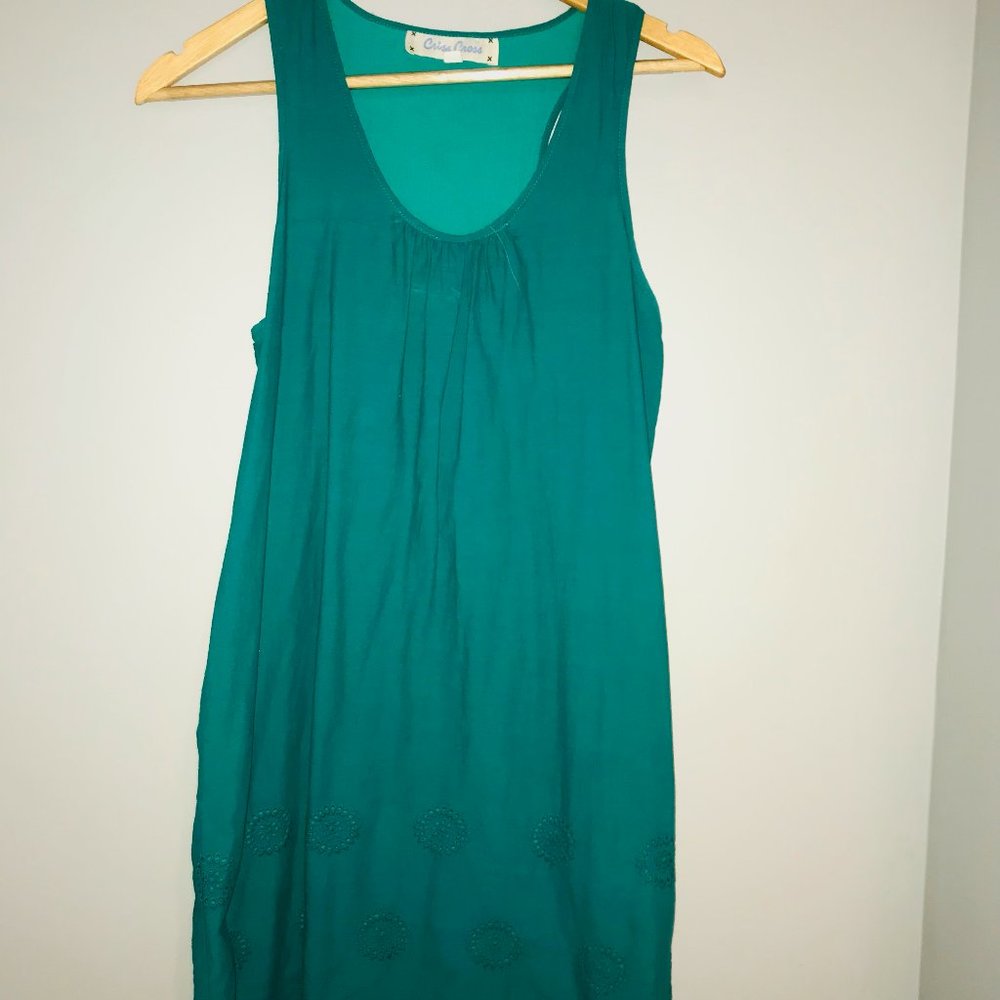 Teal Criss Cross Flowy Dress